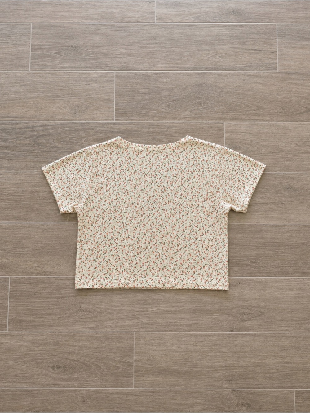 Brandy Melville Pink Floral Amara V-Neck Crop Top - Picture 3 of 3